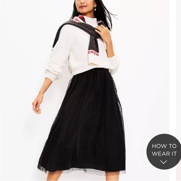 LOFT Dresses & Skirts - Velvet Dot Midi Skirt